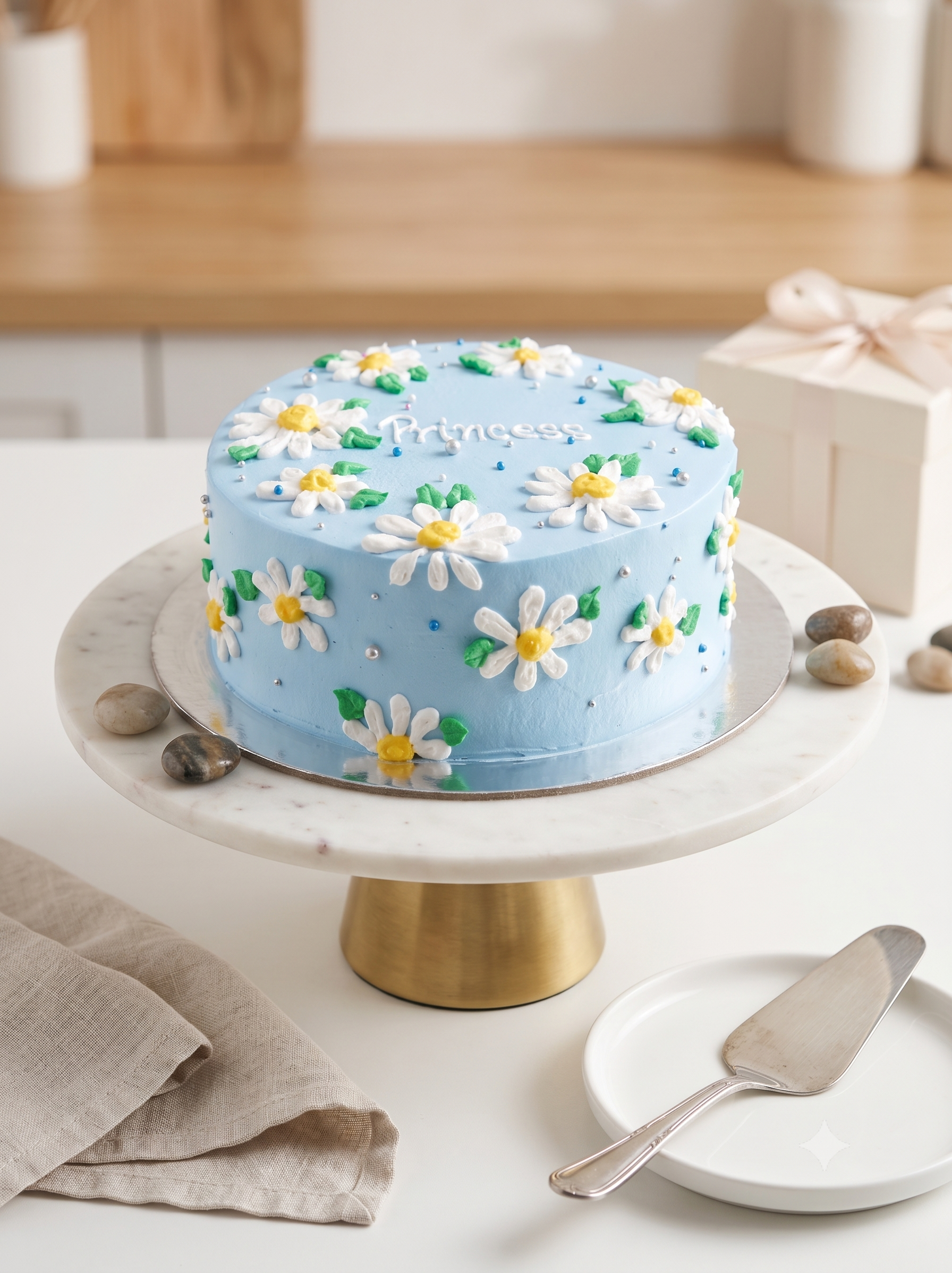 Floral mix-berries cake
