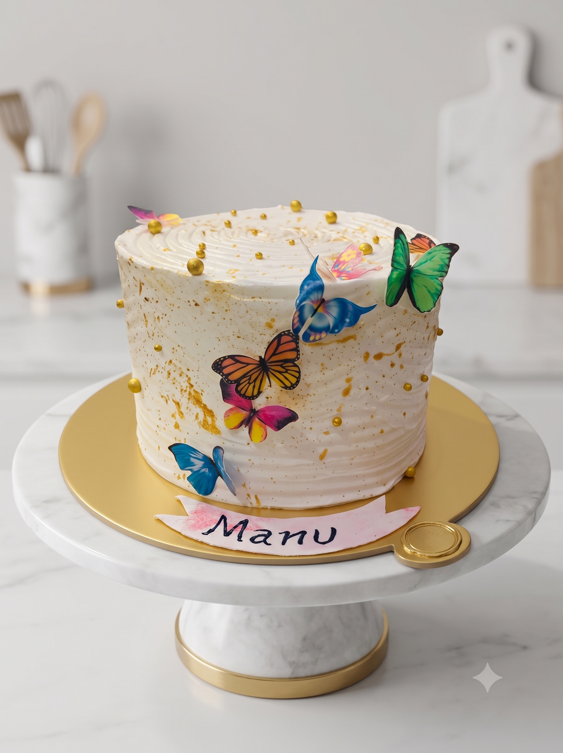 Butterfly cake with nuts filling