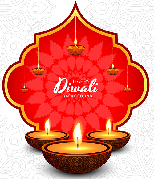 Decorative oil lamp diwali festival celebration card background